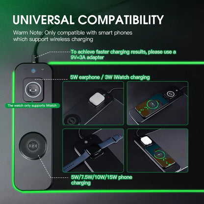 3-in-1 RGB Wireless Charging Gaming Mouse Pad
