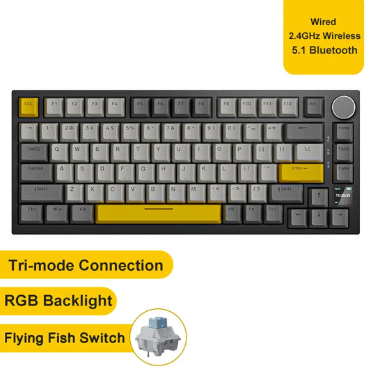 Ajazz AK820 Pro Wireless Mechanical Keyboard – Bluetooth 5.1, Hot-Swappable, RGB, Knob Control